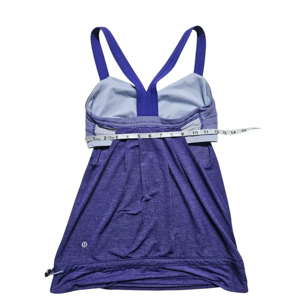 Lululemon Women's Rest Less Tank Top Heathered Bruised Berry Stripes Size 6 - Picture 8 of 8